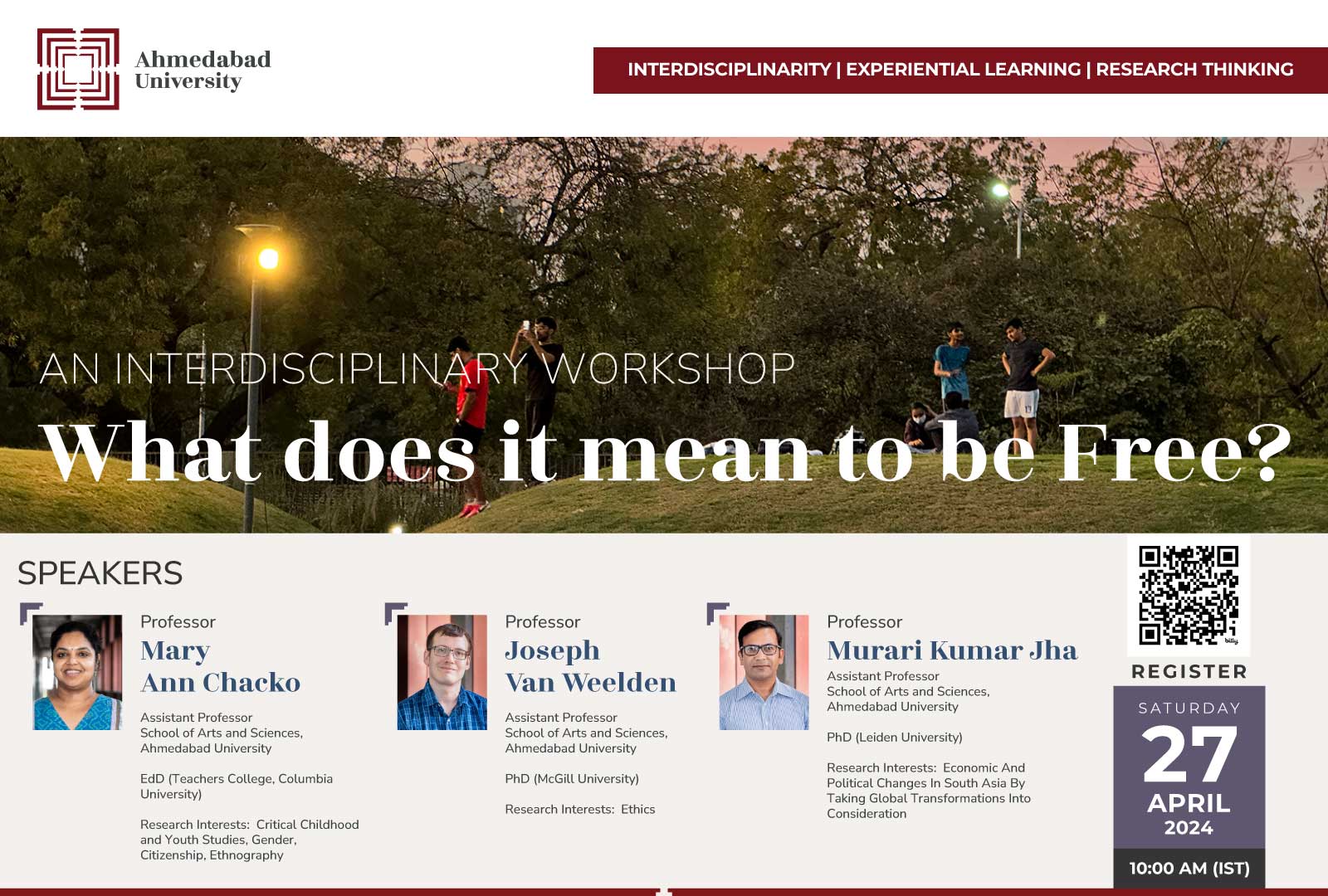 What does it mean to be Free? PHL Interdisciplinary Workshop at Ahmedabad University