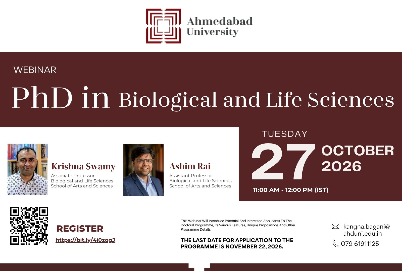 Webinar: PhD in Biological and Life Sciences