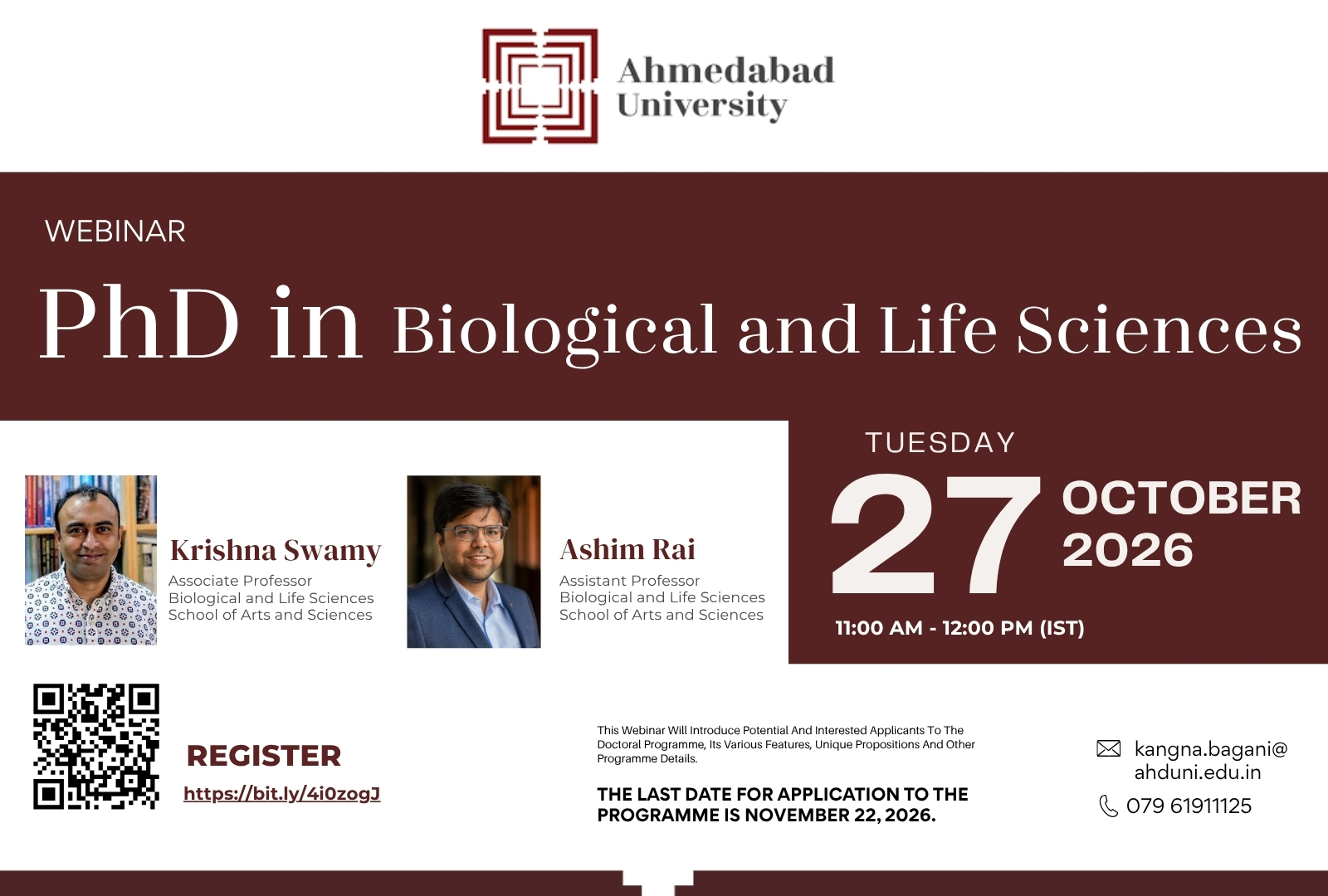 Webinar: PhD in Biological and Life Sciences
