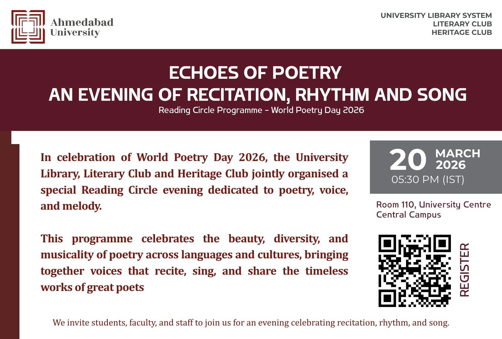 Echoes of Poetry: An Evening of Recitation, Rhythm and Song