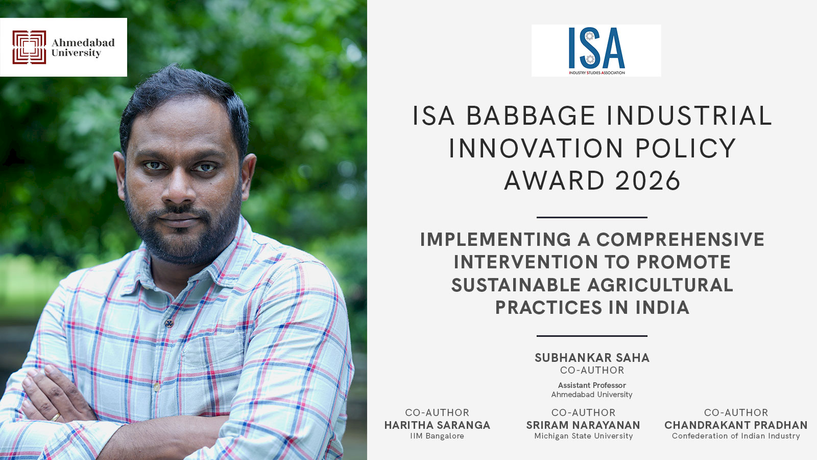 Subhankar Saha ISA Babbage Awards 2026