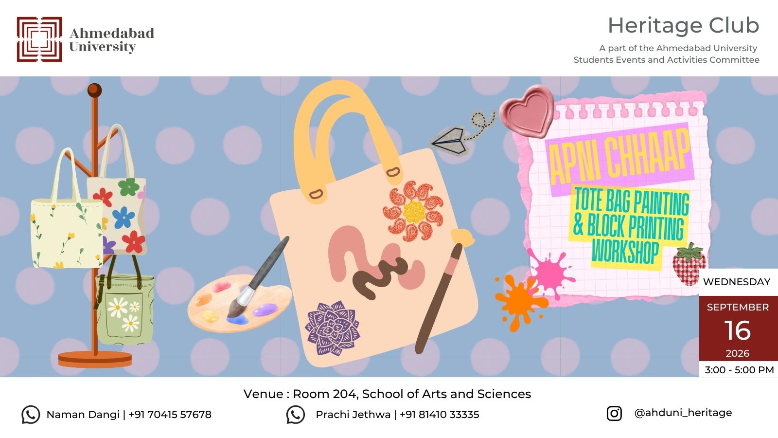 Apni Chhaap - Tote Bag Painting & Block Printing Workshop by The Heritage Club
